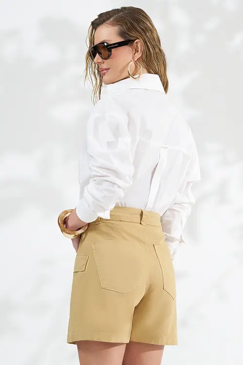 Camisa Over em Tricoline Alfaiataria Feminina YP5861