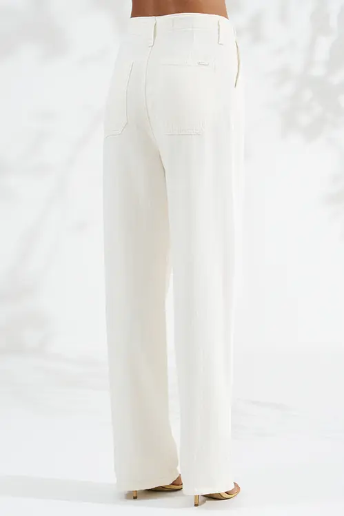 Calça Sarja com Linho Wide Leg Bruna Feminina CSM5749