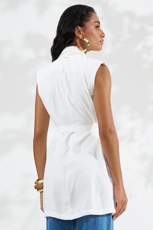 Colete Alongado em Viscose Alfaiataria Feminino KP5739