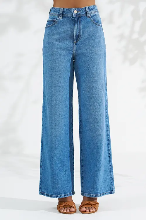 Calça Jeans Wide Leg Bruna Feminina CLM5797