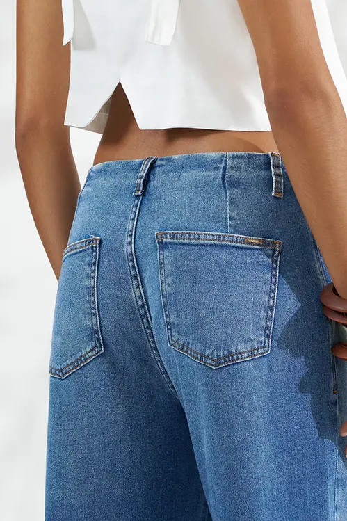 Calça Jeans Wide Leg Cropped Feminina CLM5777