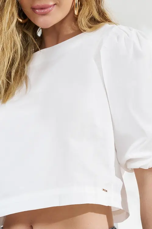 Blusa de Tricoline com Laço Feminina BP5859