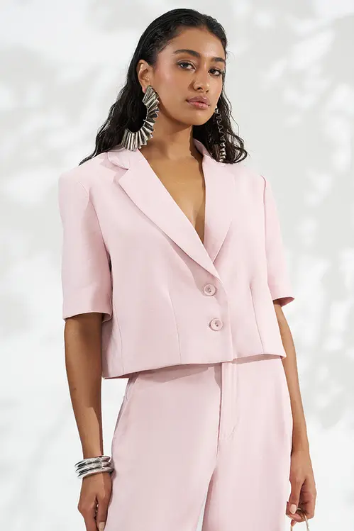 Blazer Cropped em Viscose Alfaiateria Feminino ZP5733