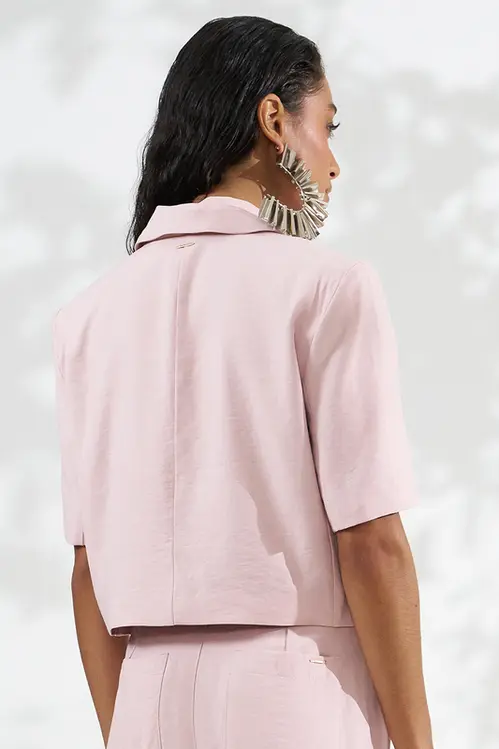 Blazer Cropped em Viscose Alfaiateria Feminino ZP5733