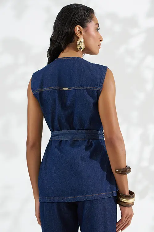 Colete Alongado Jeans Feminina CO5799