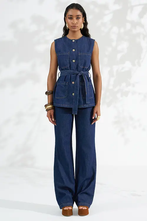 Colete Alongado Jeans Feminina CO5799