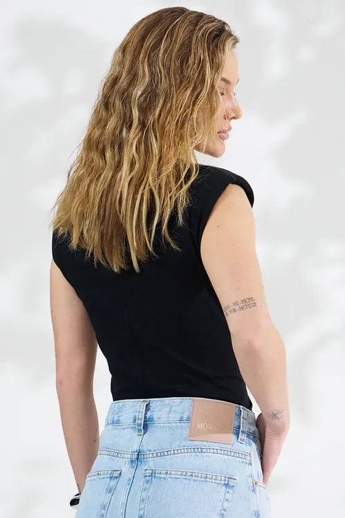 Blusa de Malha Canelada com Ombreira Feminina BM6009