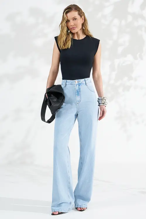 Blusa de Malha Canelada com Ombreira Feminina BM6009