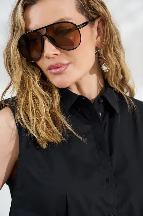 Camisa Cropped em Tricoline Feminina YP5867